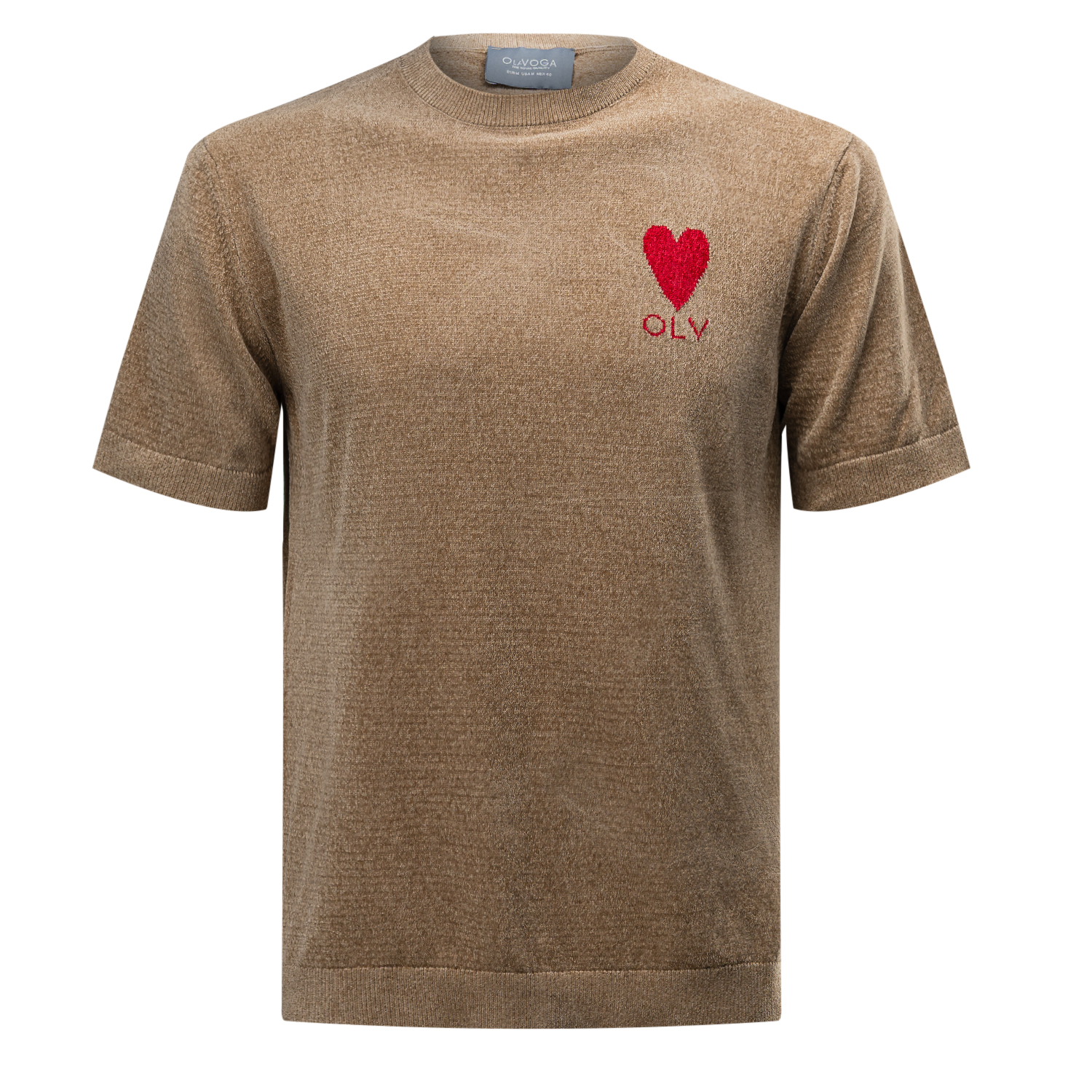 T-shirt męski dzianinowy LUV 2025 Beżowy