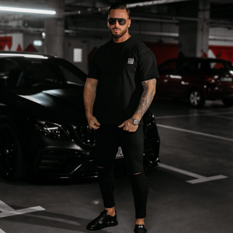 T-Shirt męski LANDO 2025 Czarny