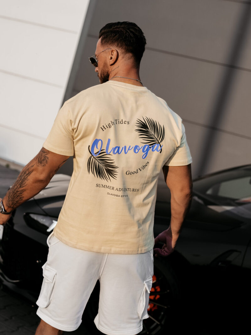 T-shirt męski PALM WAVE 2025 Beżowy