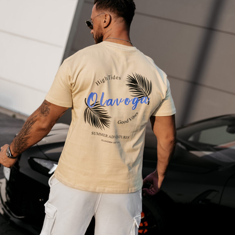 T-shirt męski PALM WAVE 2025 Beżowy
