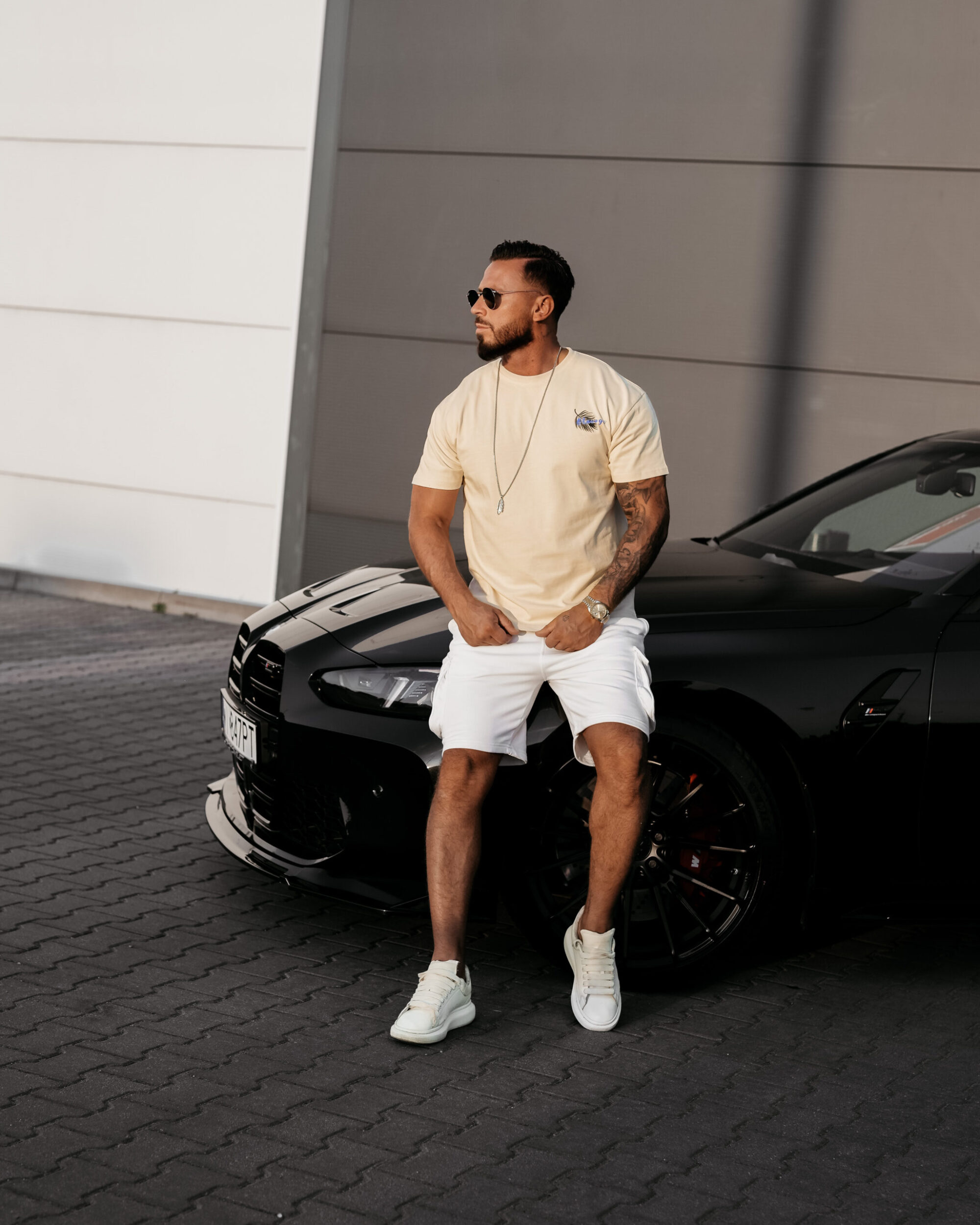 T-shirt męski PALM WAVE 2025 Beżowy