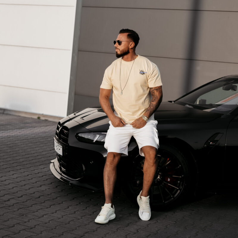 T-shirt męski PALM WAVE 2025 Beżowy