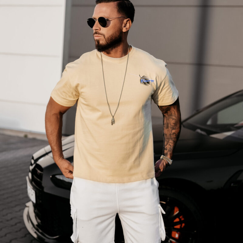 T-shirt męski PALM WAVE 2025 Beżowy