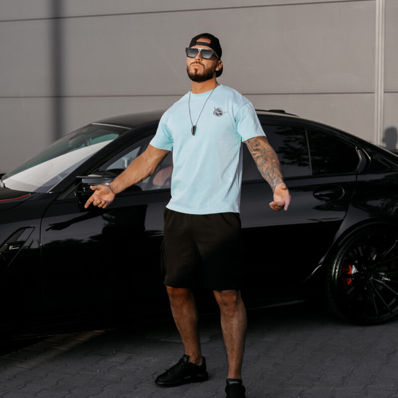 T-shirt męski PALM WAVE 2025 Niebieski