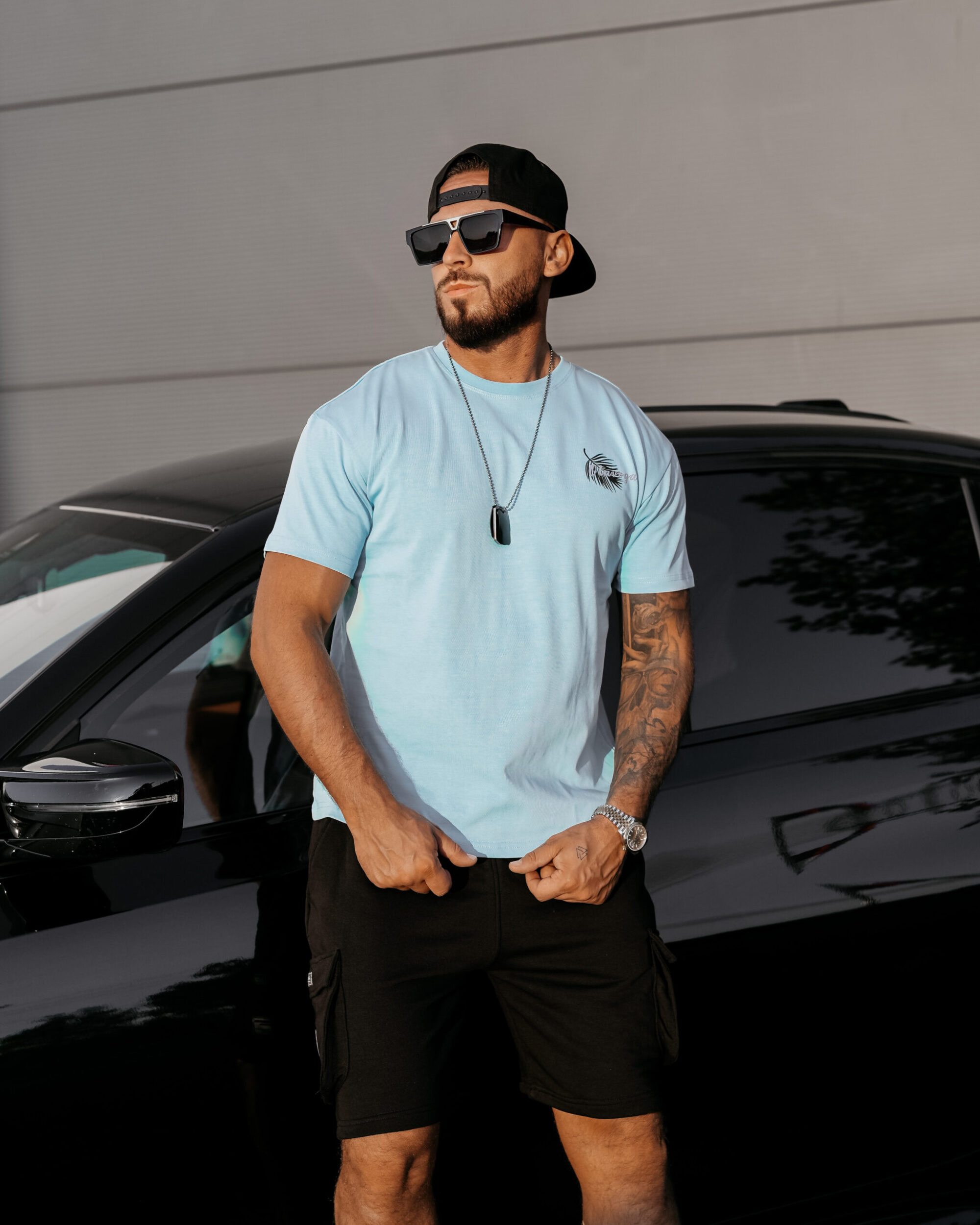 T-shirt męski PALM WAVE 2025 Niebieski