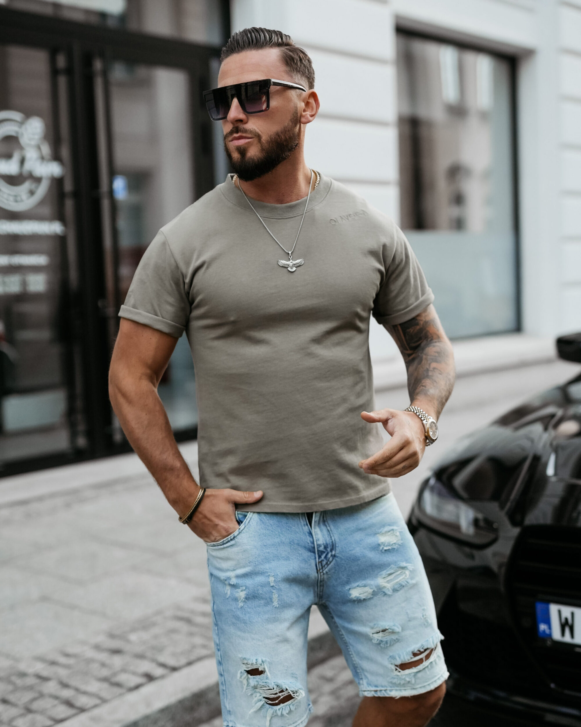 T-Shirt męski SHADOW LUXE  2025 Khaki