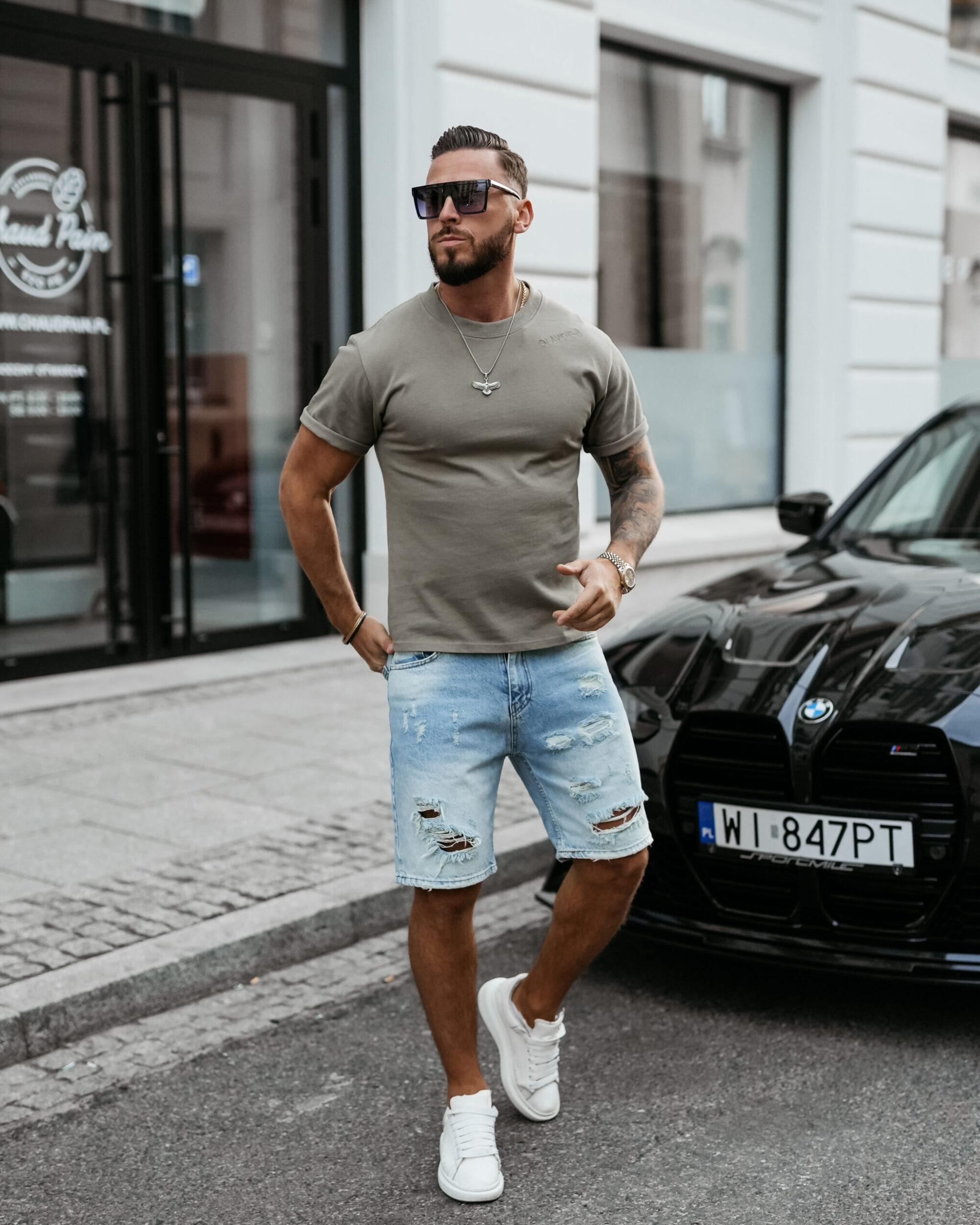 T-Shirt męski SHADOW LUXE  2025 Khaki