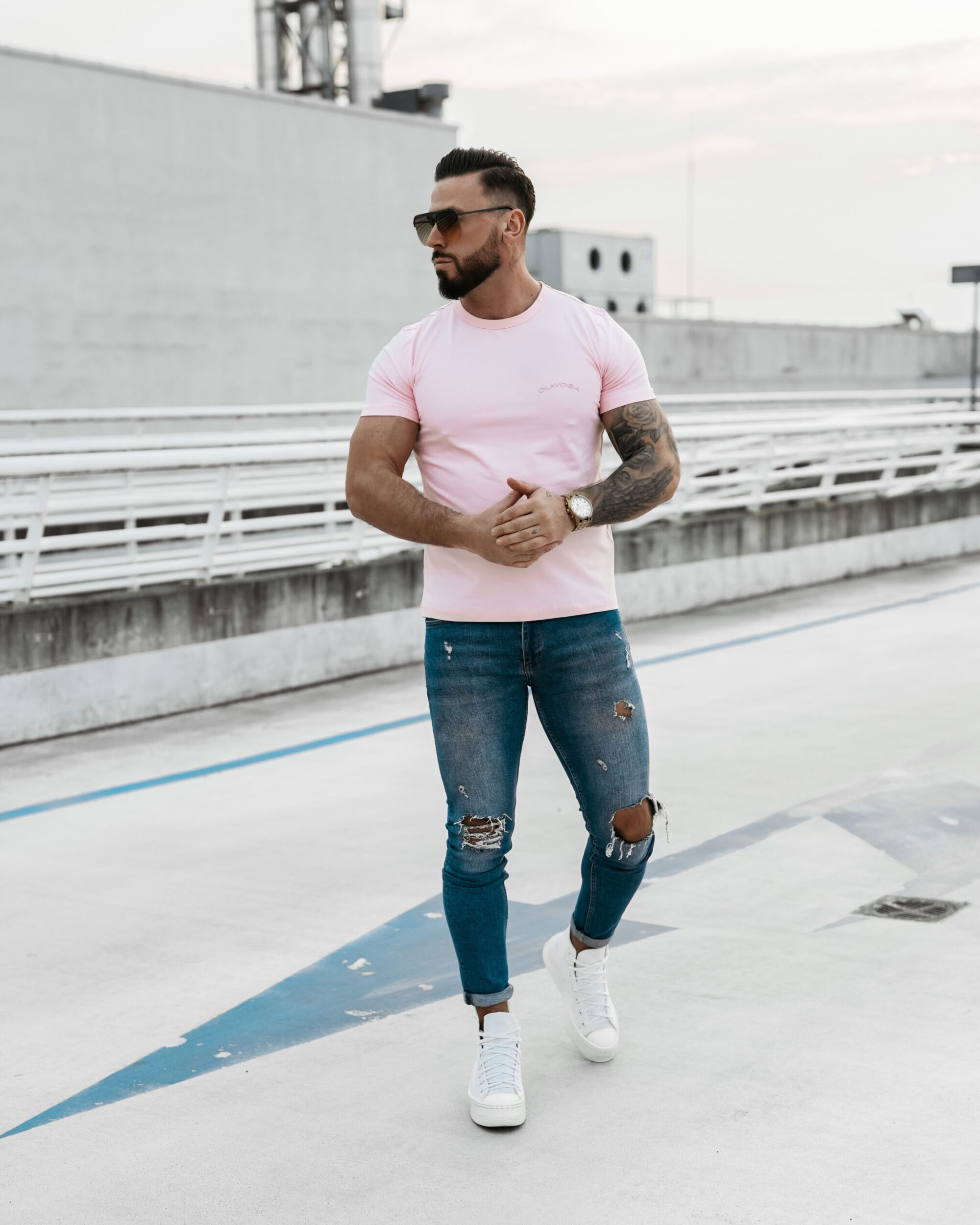 T-Shirt męski SWEET PEONY 2025 Pudrowy róż