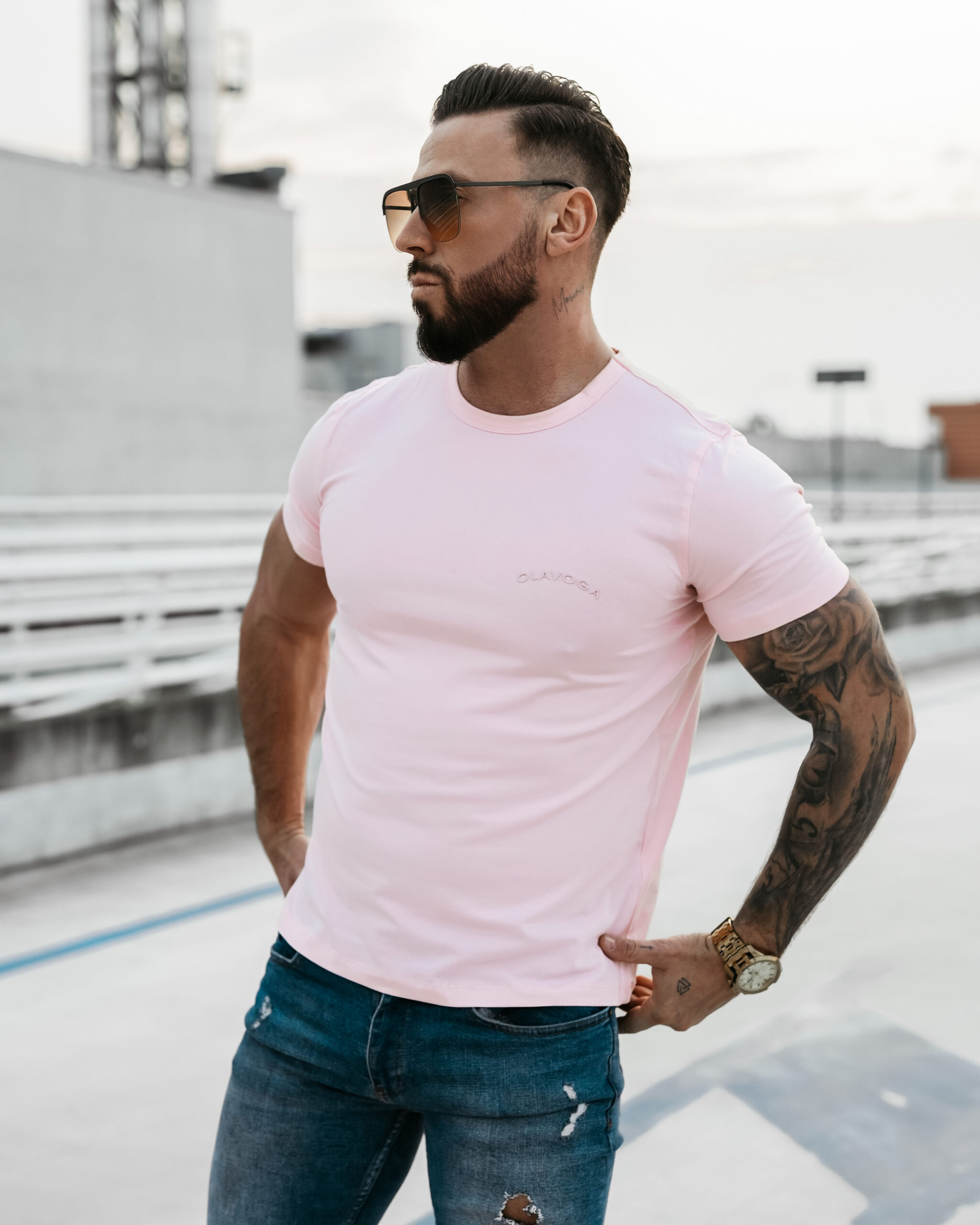 T-Shirt męski SWEET PEONY 2025 Pudrowy róż