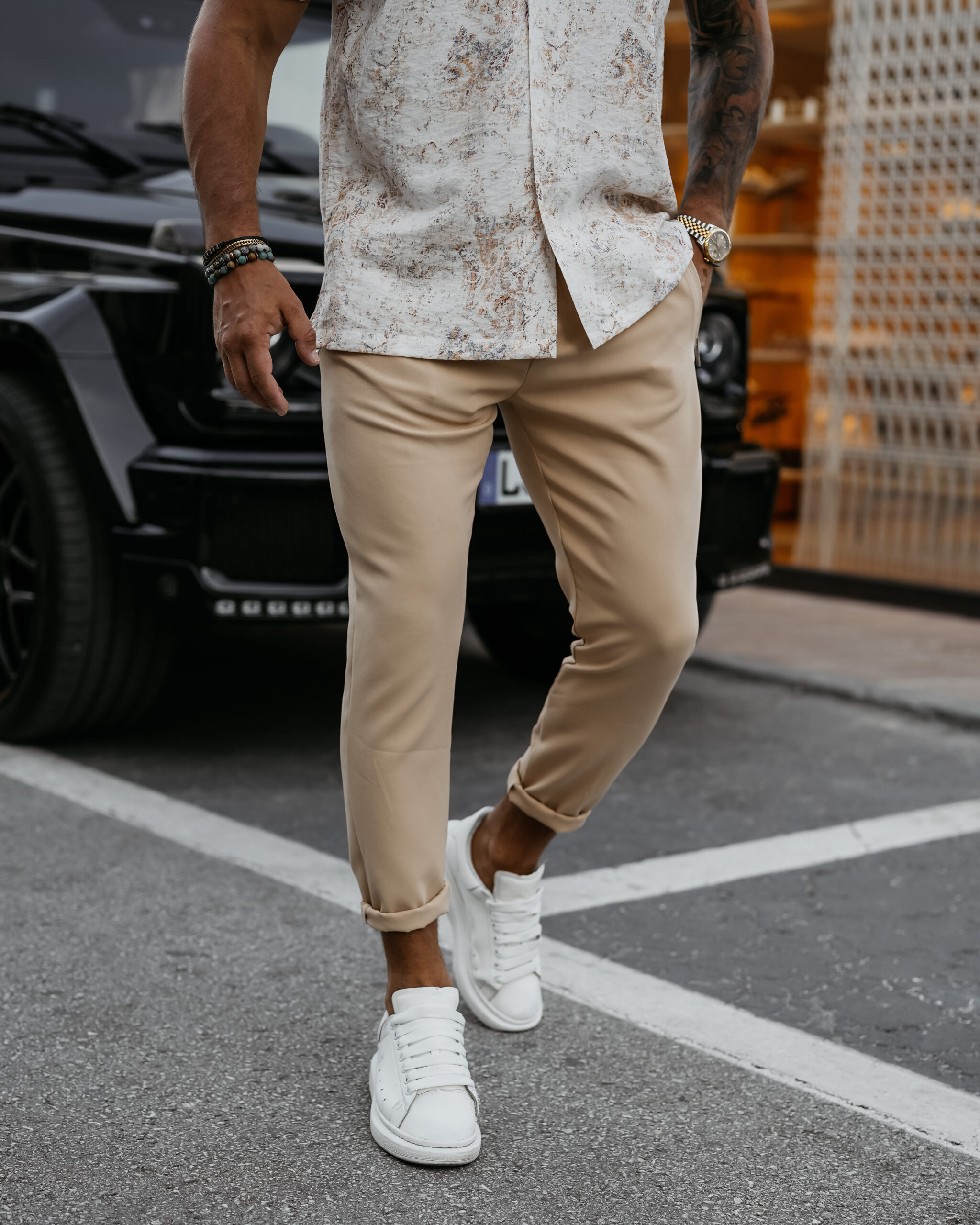 spodnie WESTON 653 Spodnie męskie WESTON 2025 Beżowe