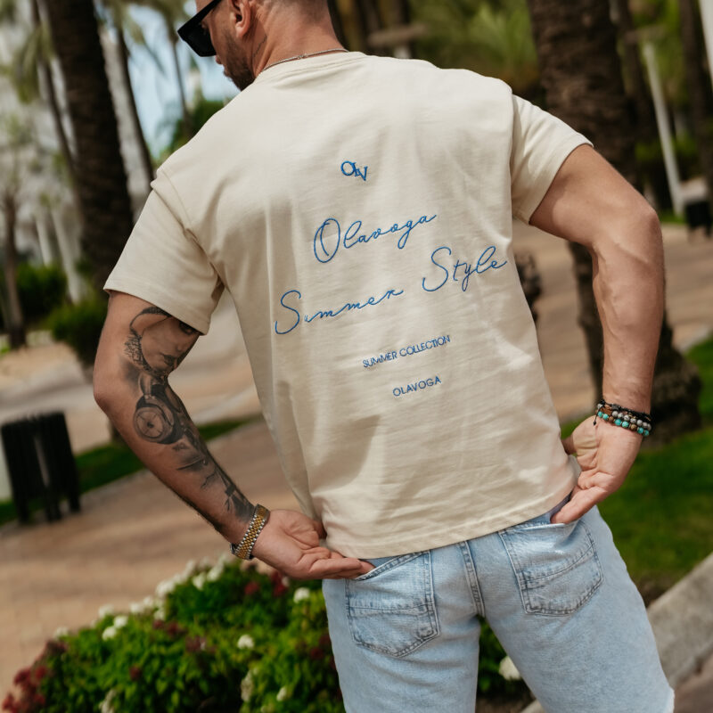 t-shirt BLUE HARMONY 825 T-shirt męski BLUE HARMONY 2025 Beżowy