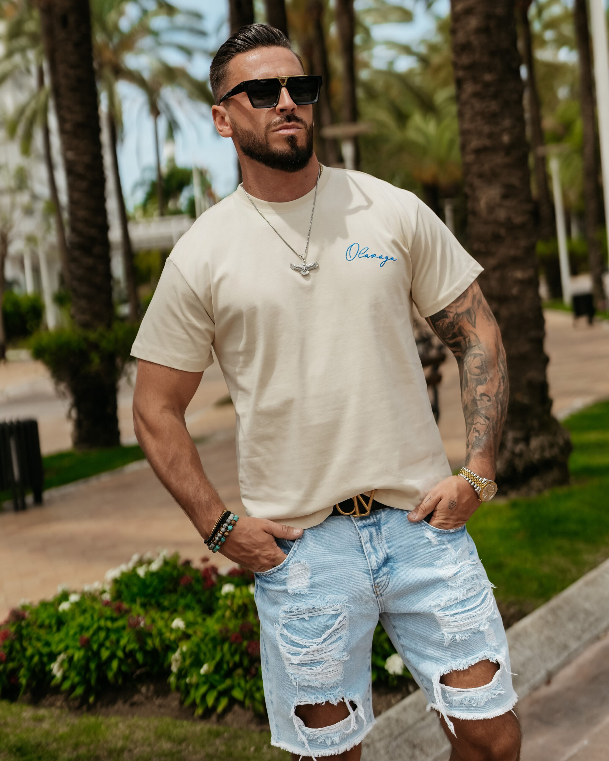 t-shirt BLUE HARMONY 827 T-shirt męski BLUE HARMONY 2025 Beżowy