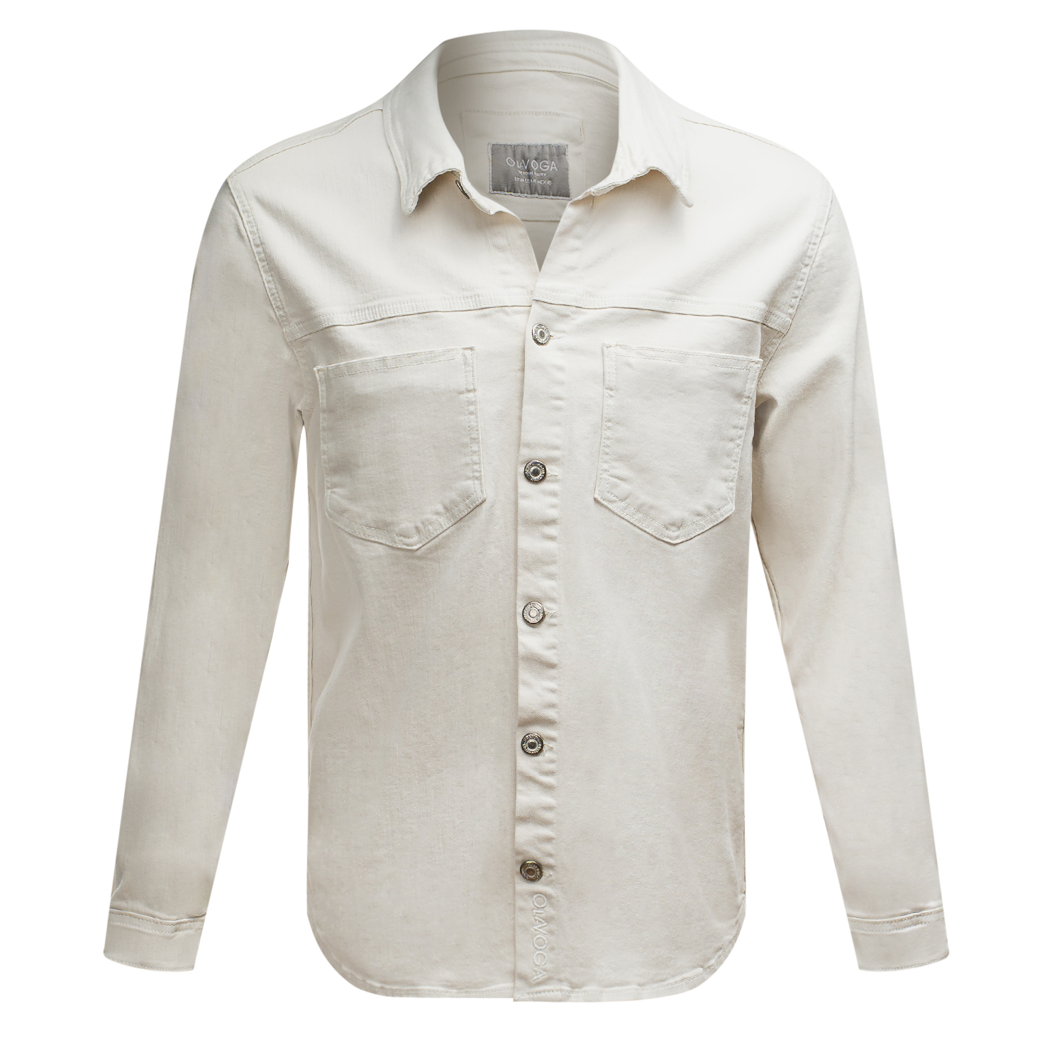 GIACCA light beige Koszula męska GIACCA 2025 Jasny Beż