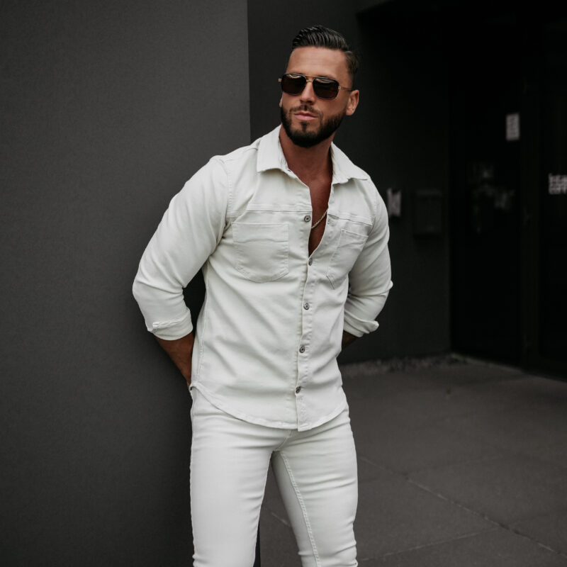 koszula GIACCA 580 Koszula męska GIACCA 2025 Jasny Beż