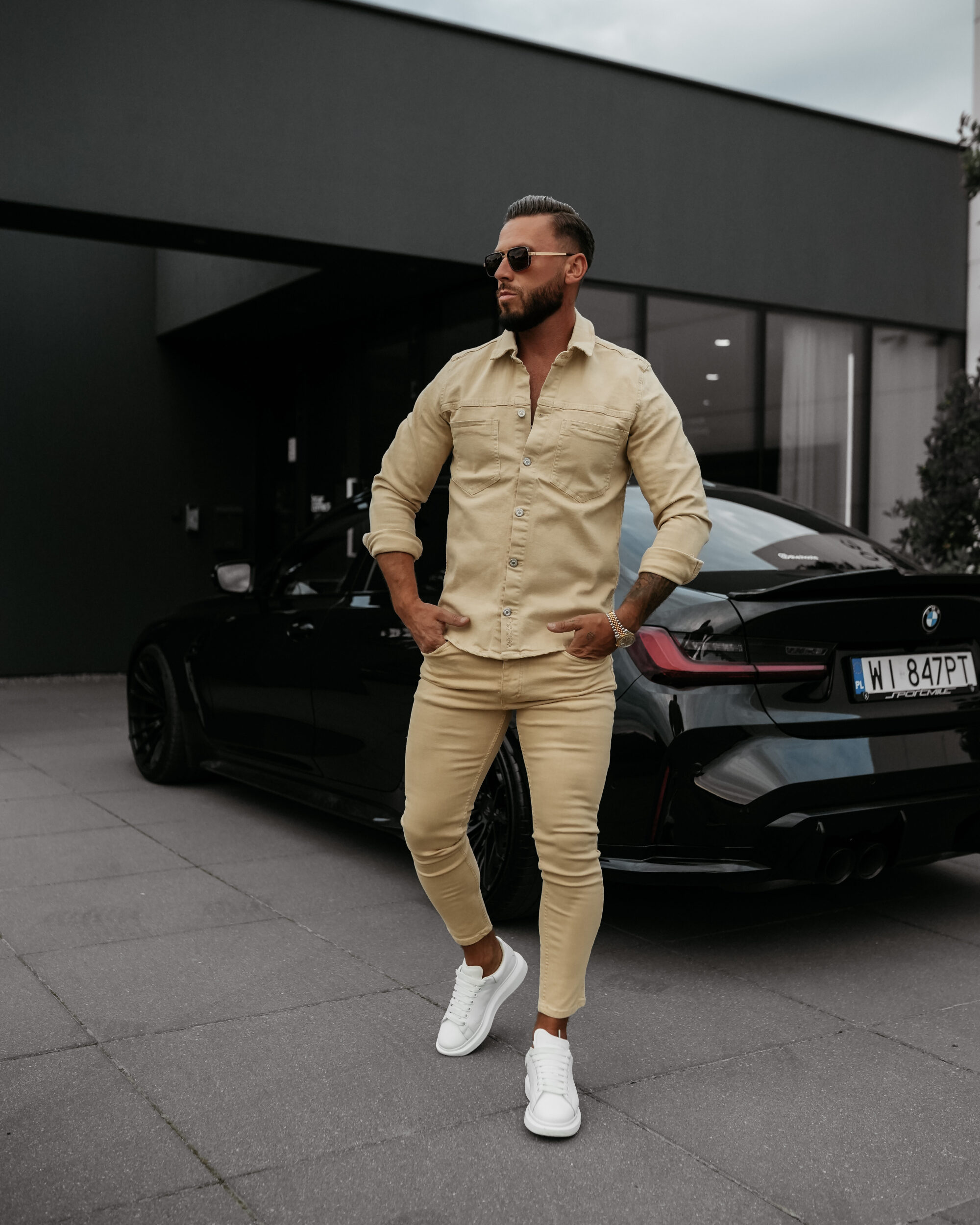 Koszula męska GIACCA 2025 Ciemny Beż