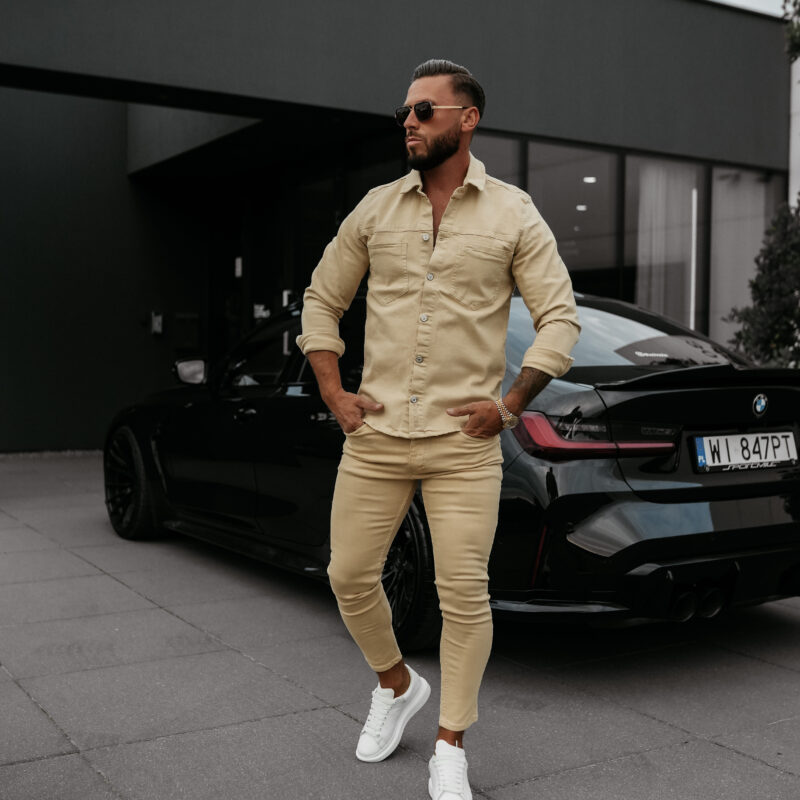 Koszula męska GIACCA 2025 Ciemny Beż