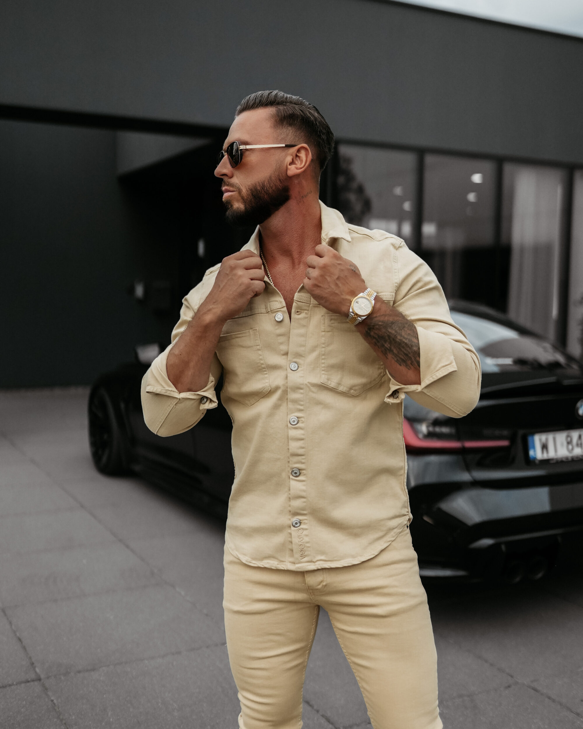 Koszula męska GIACCA 2025 Ciemny Beż