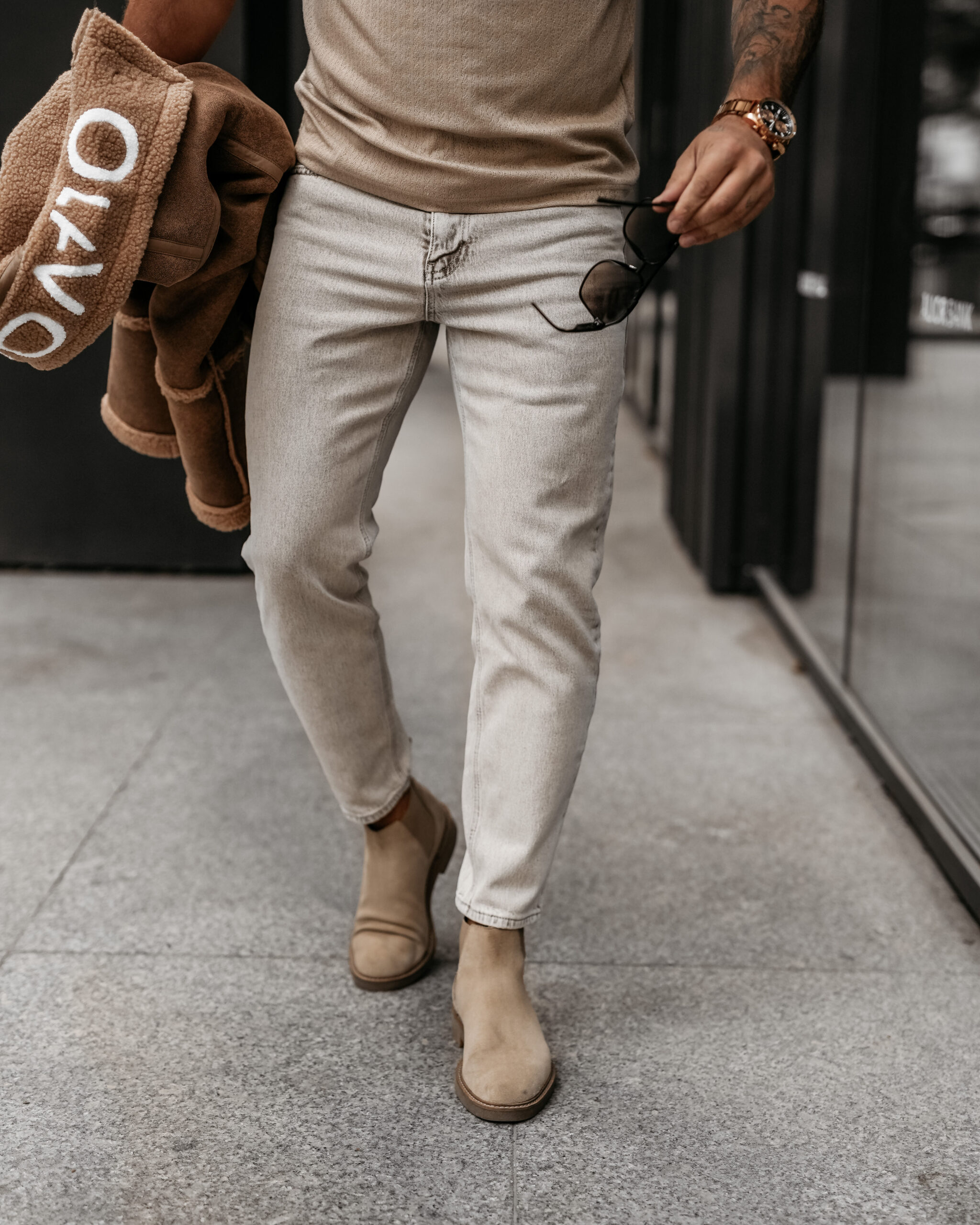 Spodnie męskie DEMAN 2025 Beżowe