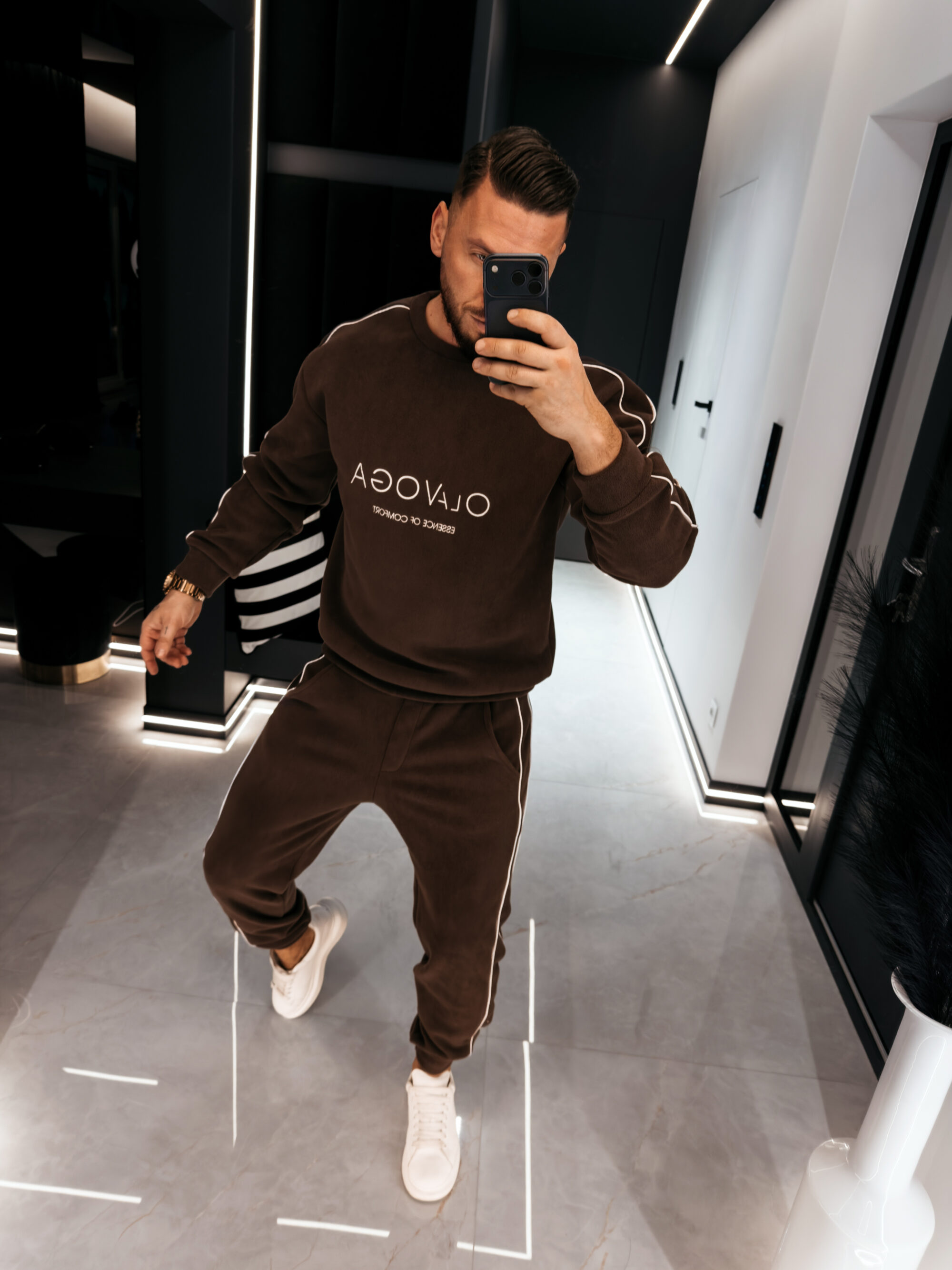 komplet LENTO MEN 843 Komplet męski LENTO MEN 2026 Brązowy