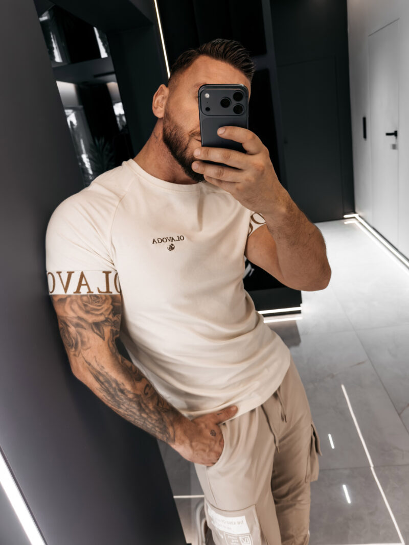 T-shirt męski SKYJUE 2026 Ecru