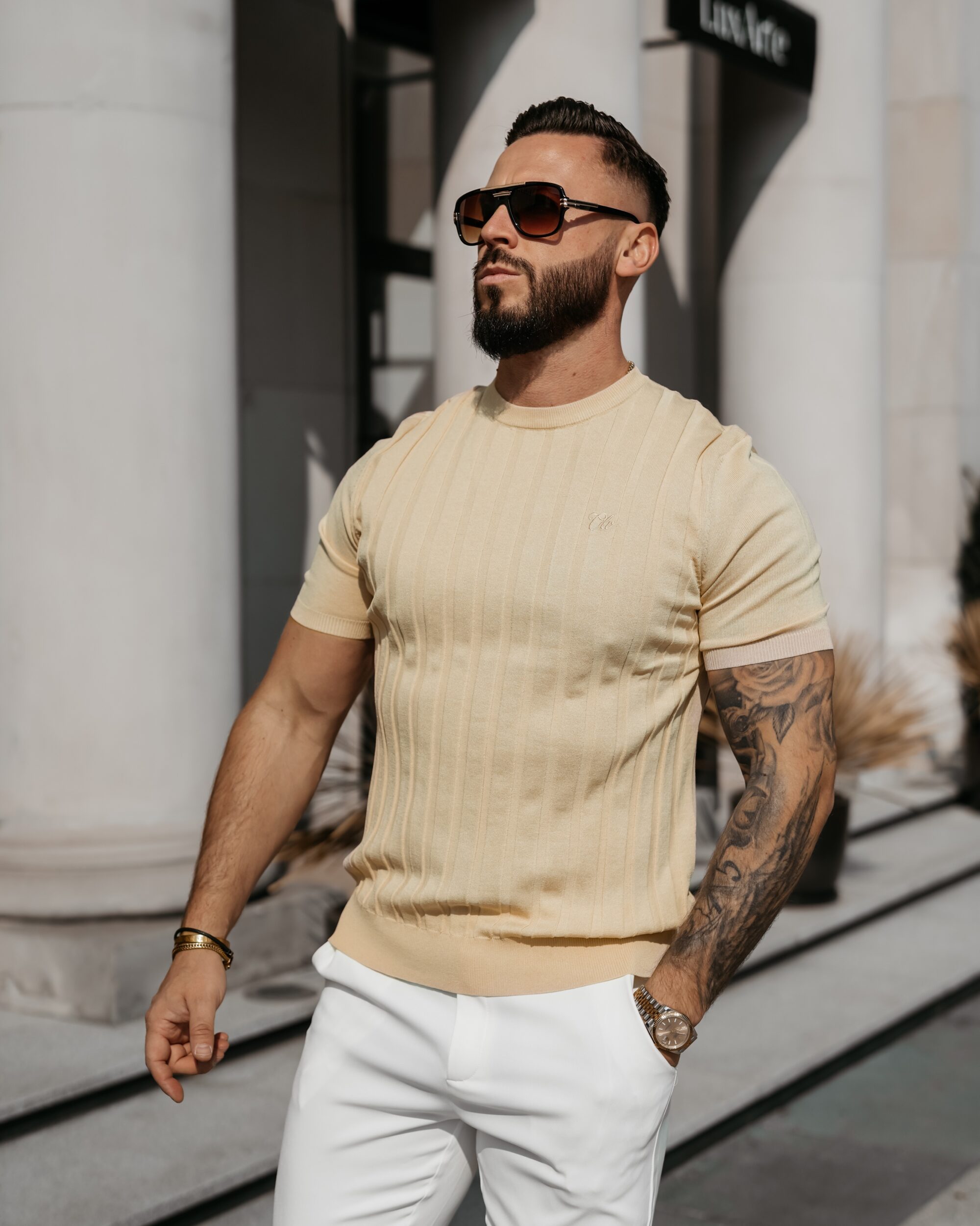 T-shirt męski XAE 2026 Beżowy