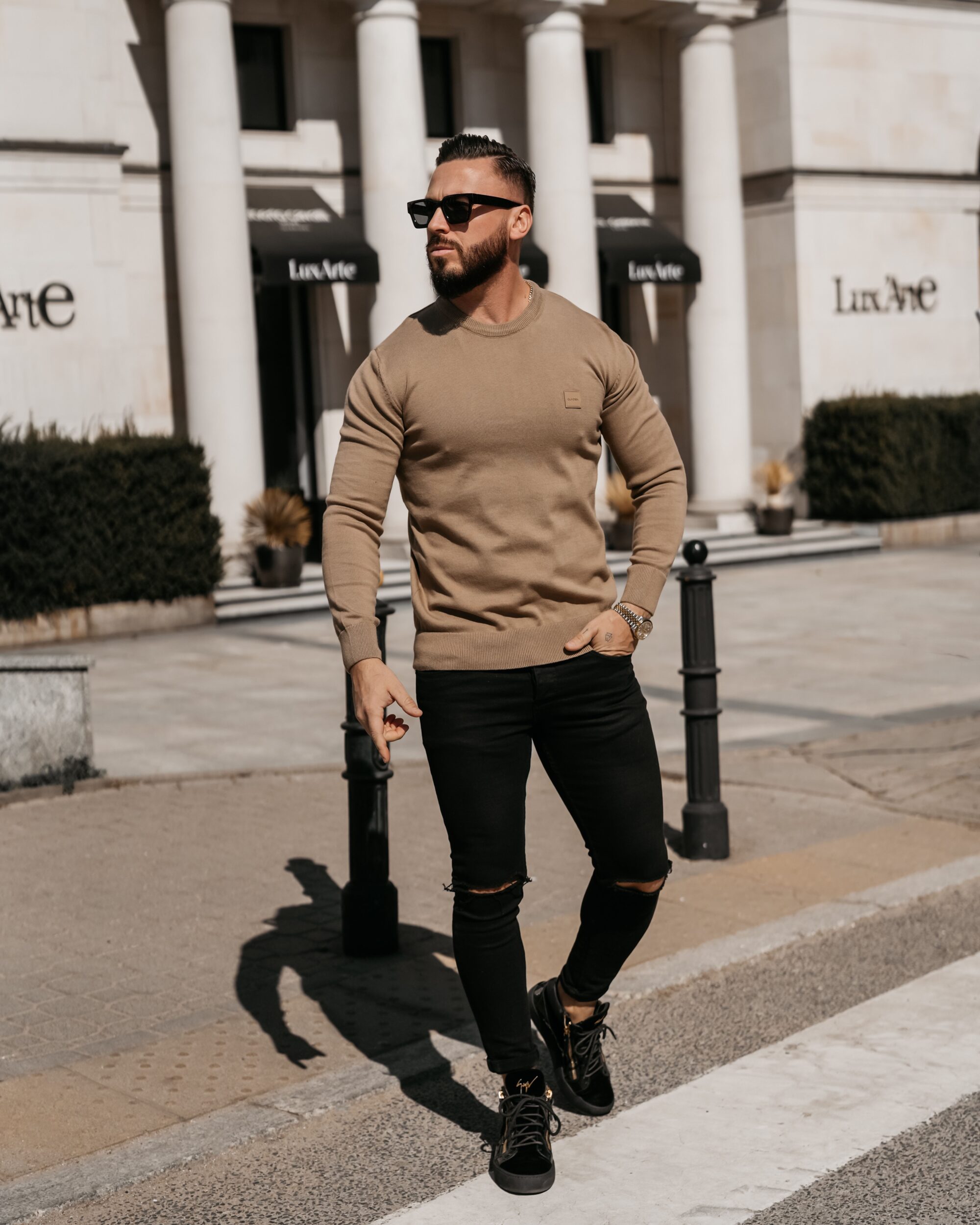 Sweter męski ALAVOS 2026 Brązowy