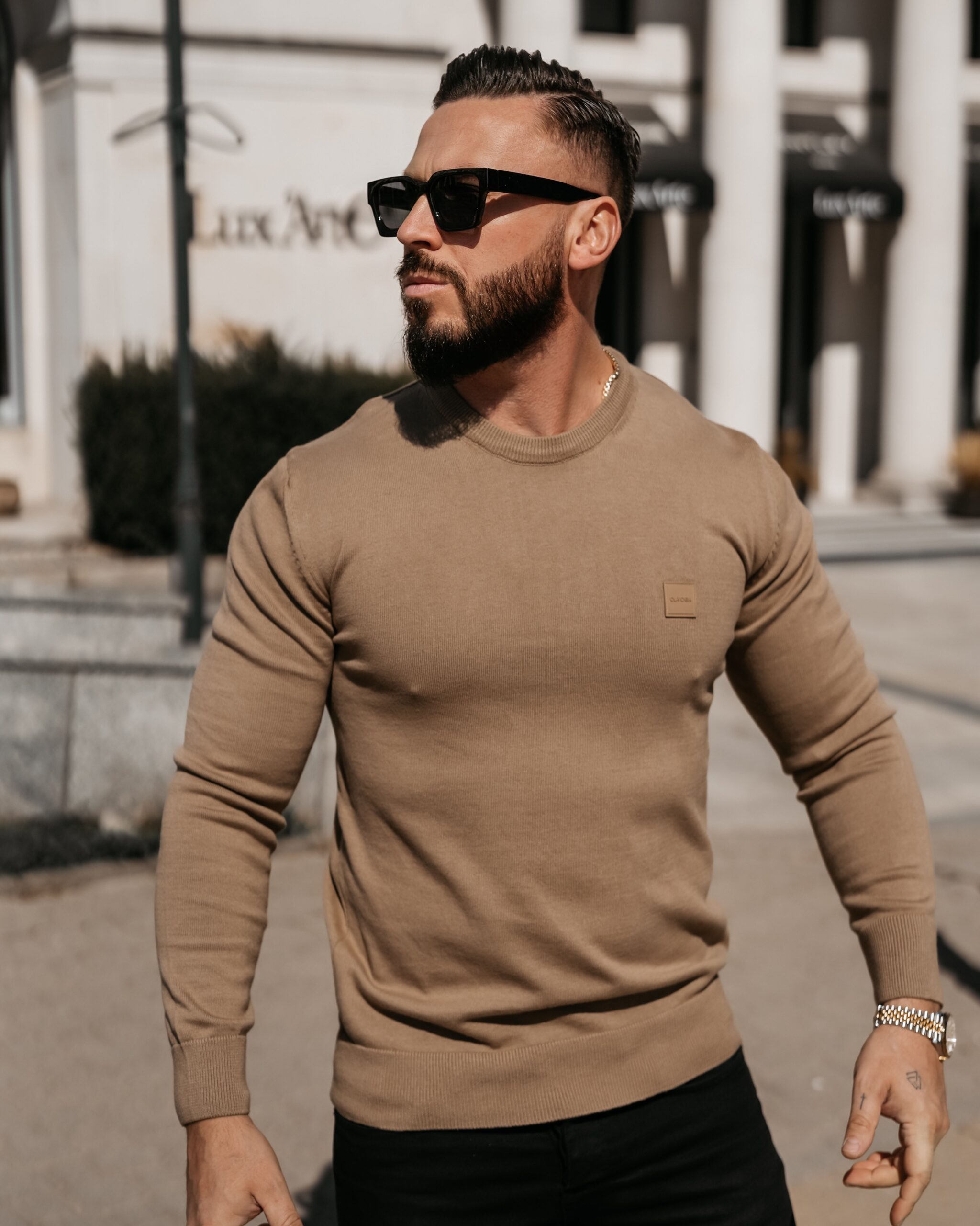 Sweter męski ALAVOS 2026 Brązowy