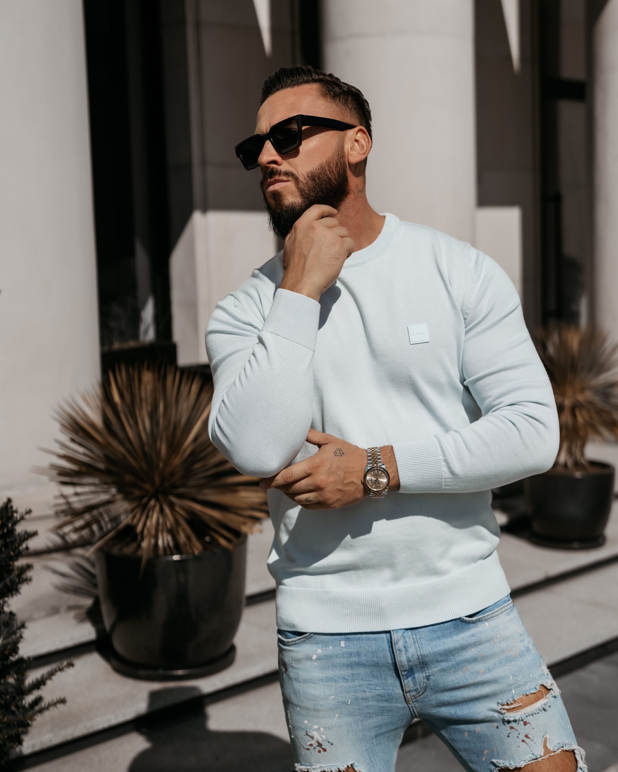 Sweter męski ALAVOS 2026 Błękitny