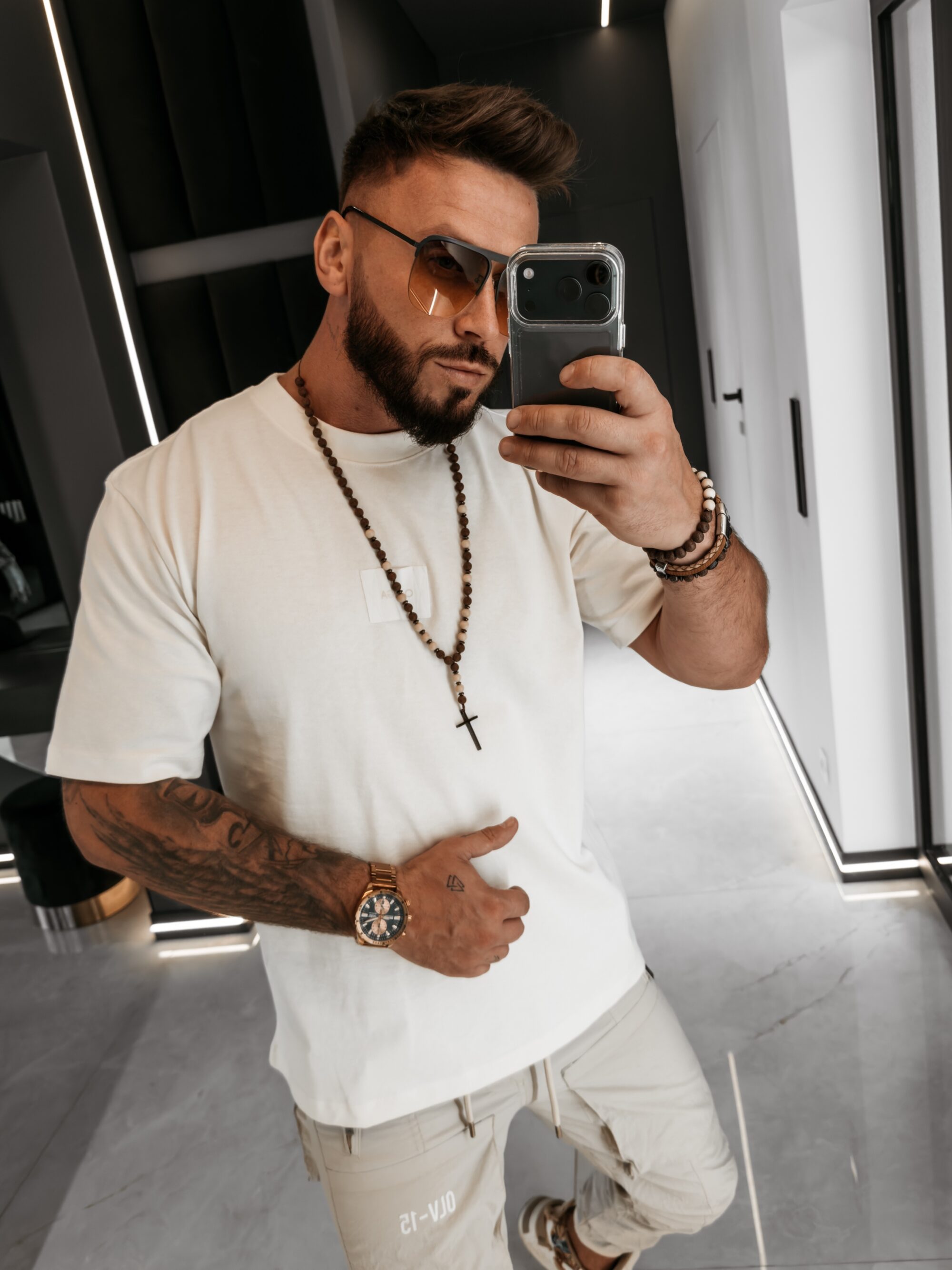 T-shirt męski BARSON 2026 Ecru