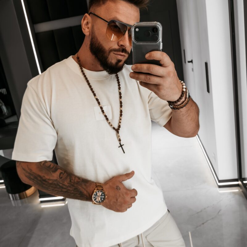 T-shirt męski BARSON 2026 Ecru