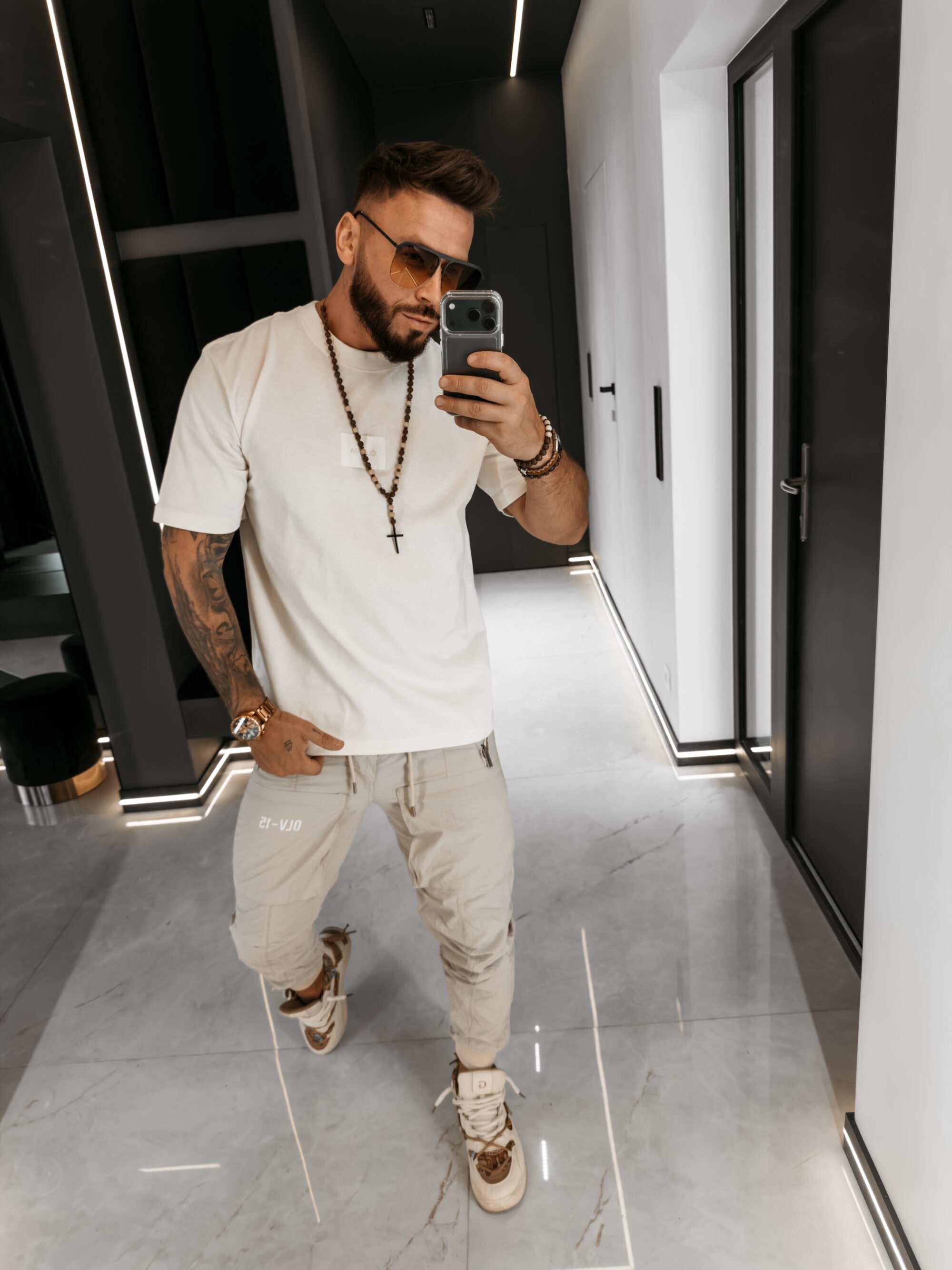 T-shirt męski BARSON 2026 Ecru