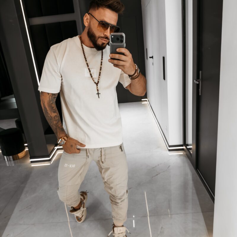 T-shirt męski BARSON 2026 Ecru