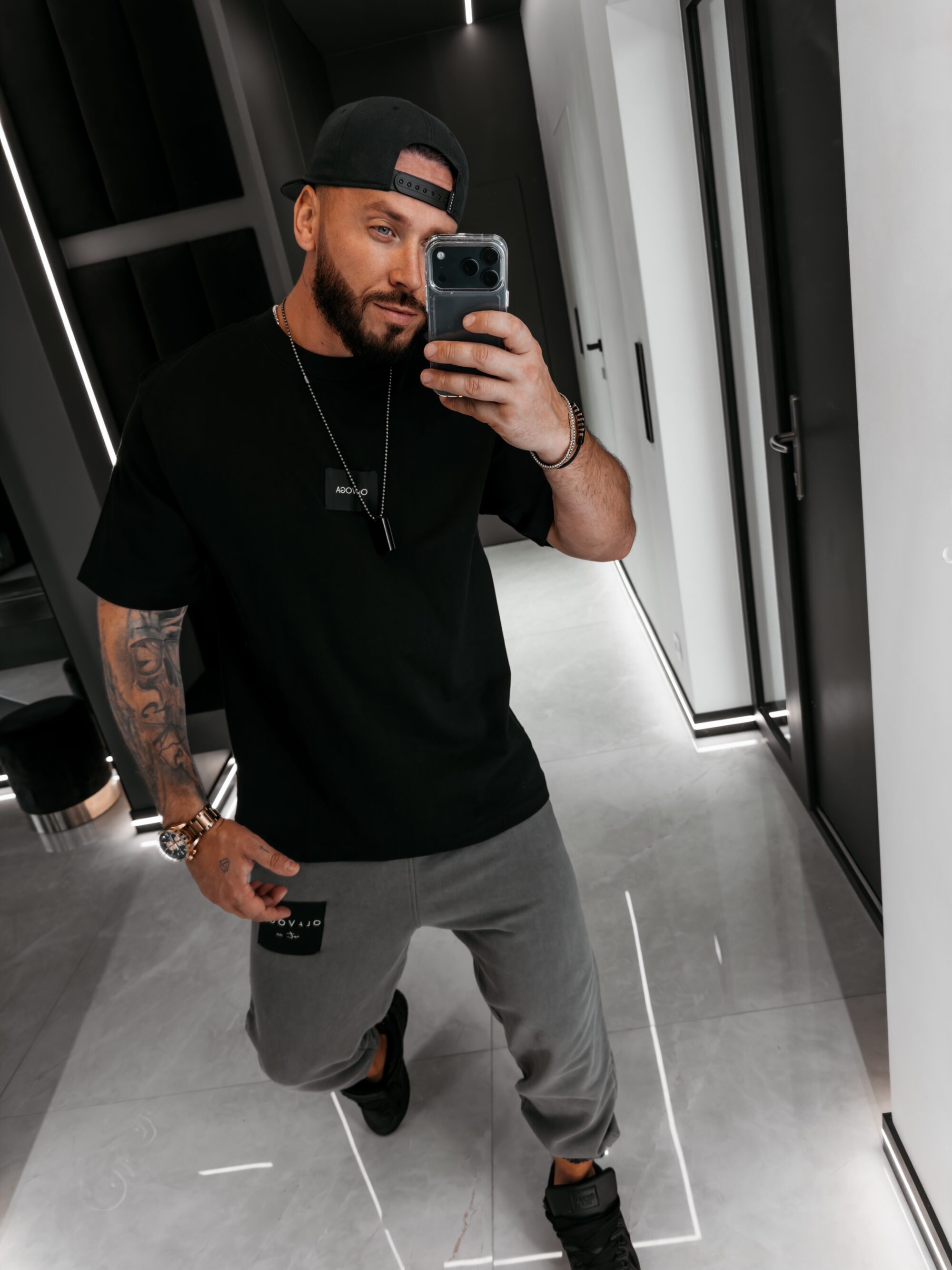 T-shirt męski BARSON 2026 Czarny