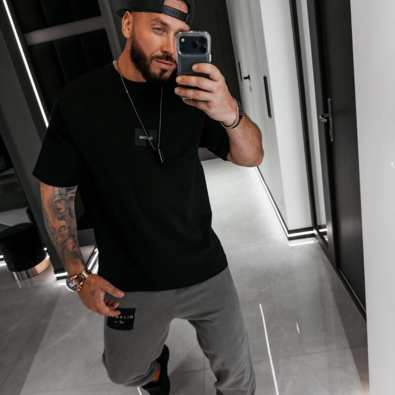 T-shirt męski BARSON 2026 Czarny