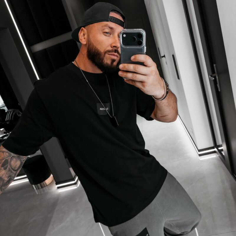 T-shirt męski BARSON 2026 Czarny