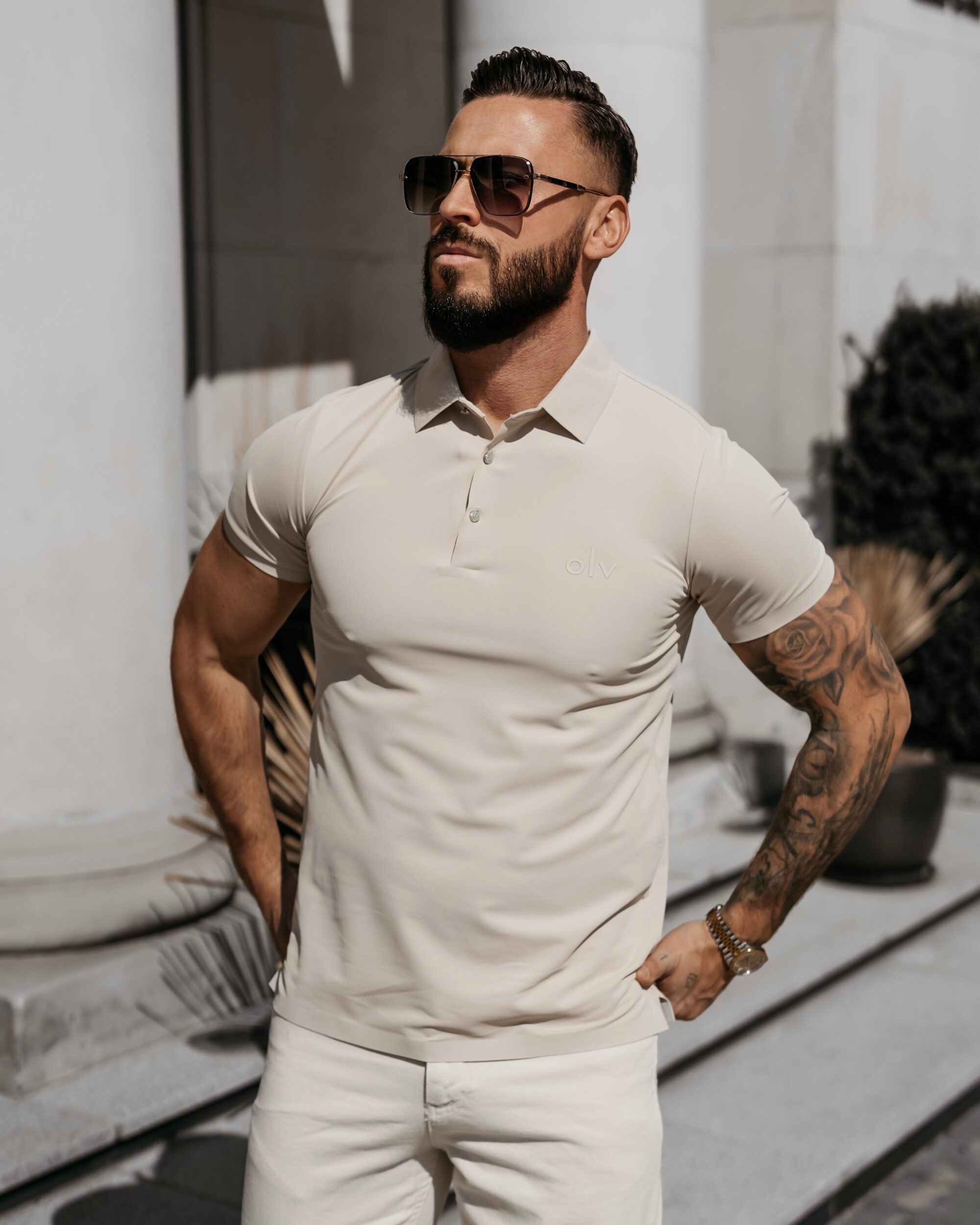 T-shirt Polo męski ZAIN 2026 Beżowy