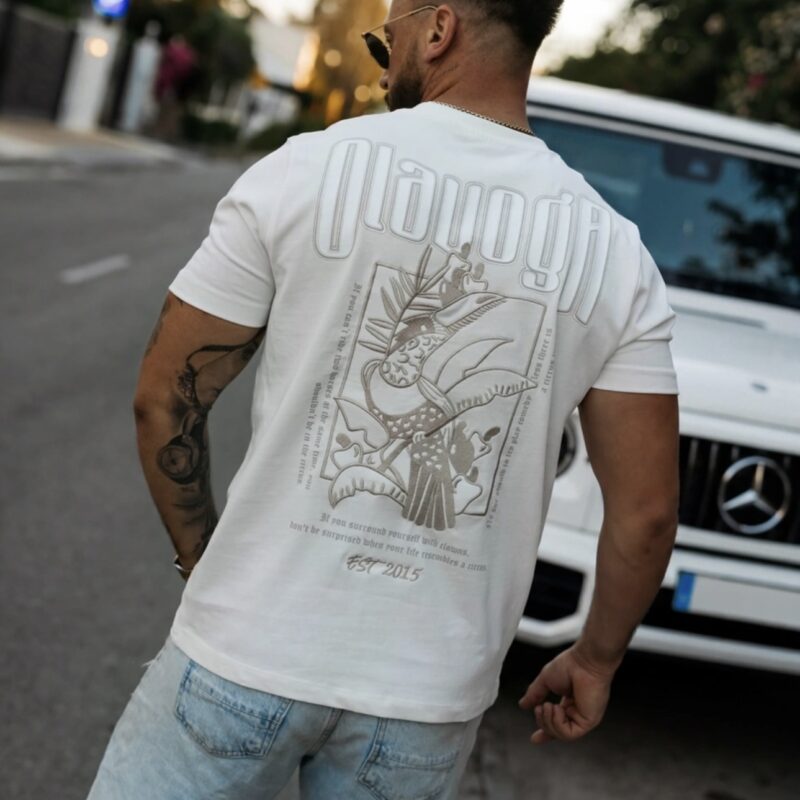 T-shirt męski LUXVEENCE 2026 Ecru