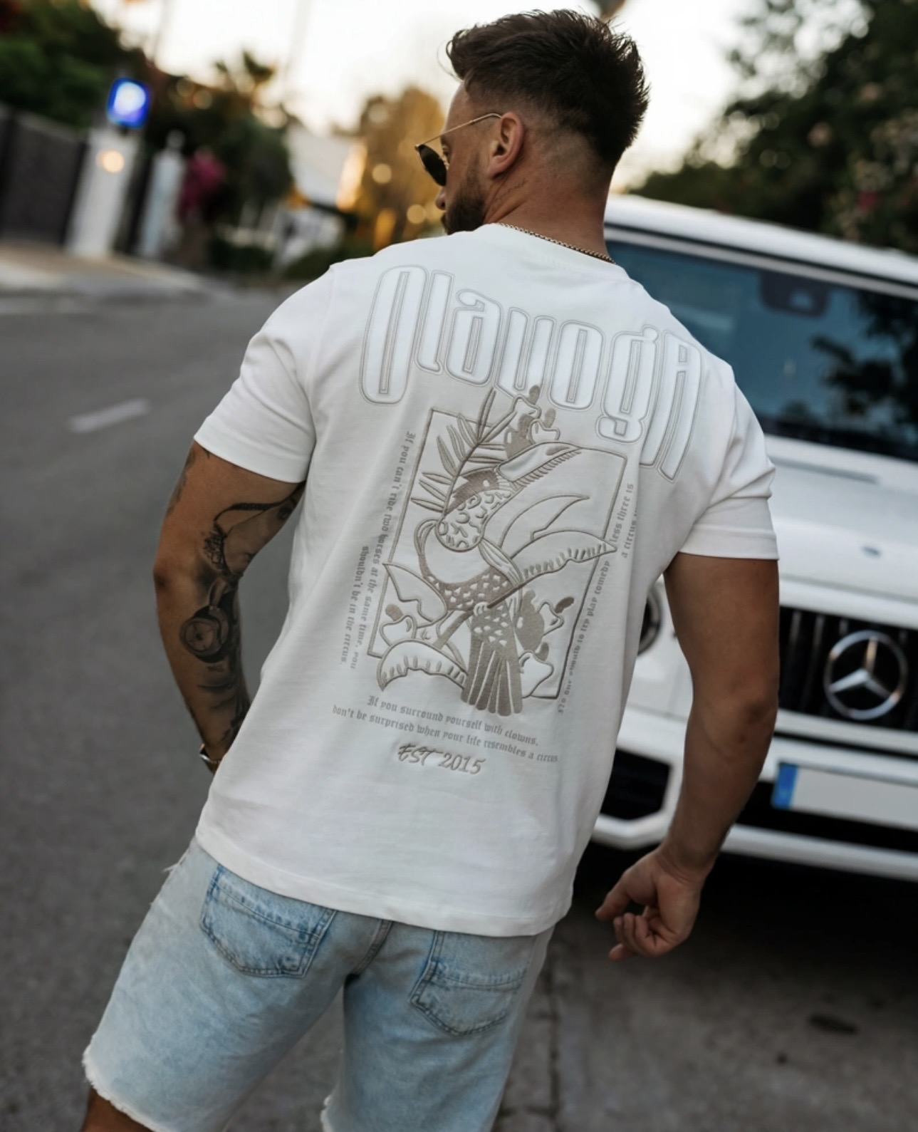 T-shirt męski LUXVEENCE 2026 Ecru