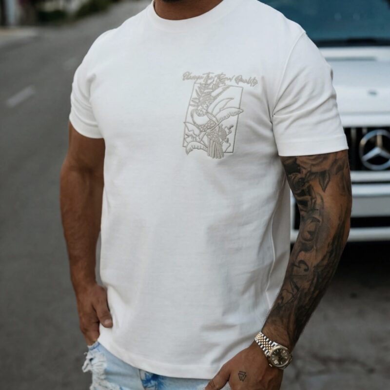 T-shirt męski LUXVEENCE 2026 Ecru