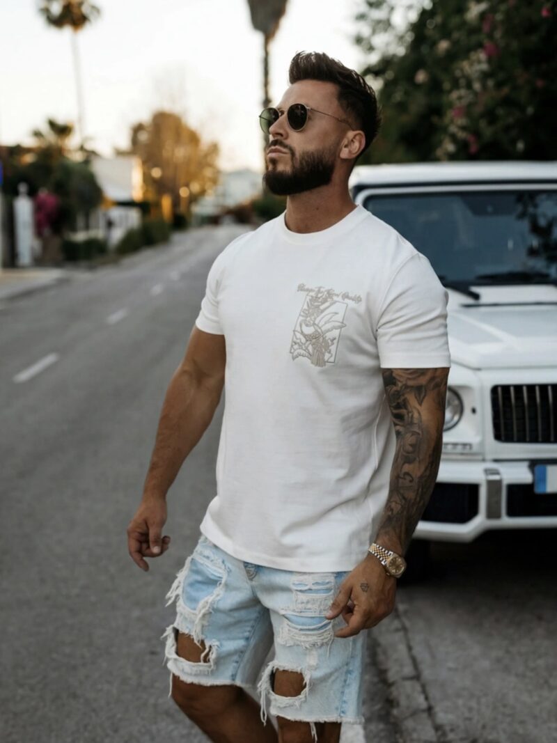 T-shirt męski LUXVEENCE 2026 Ecru