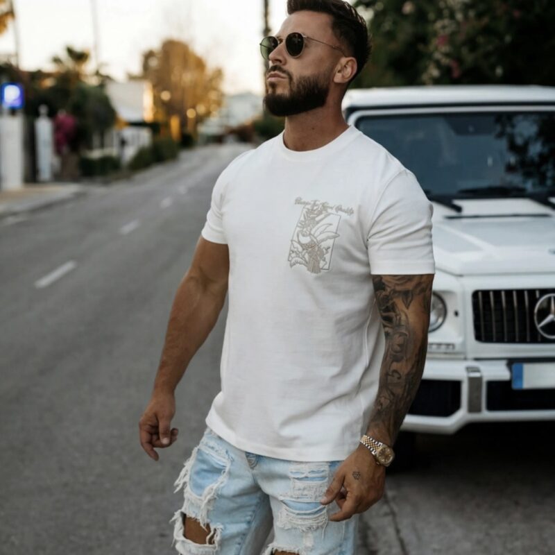 T-shirt męski LUXVEENCE 2026 Ecru