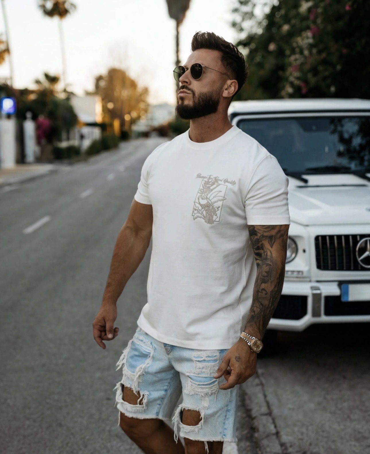 T-shirt męski LUXVEENCE 2026 Ecru