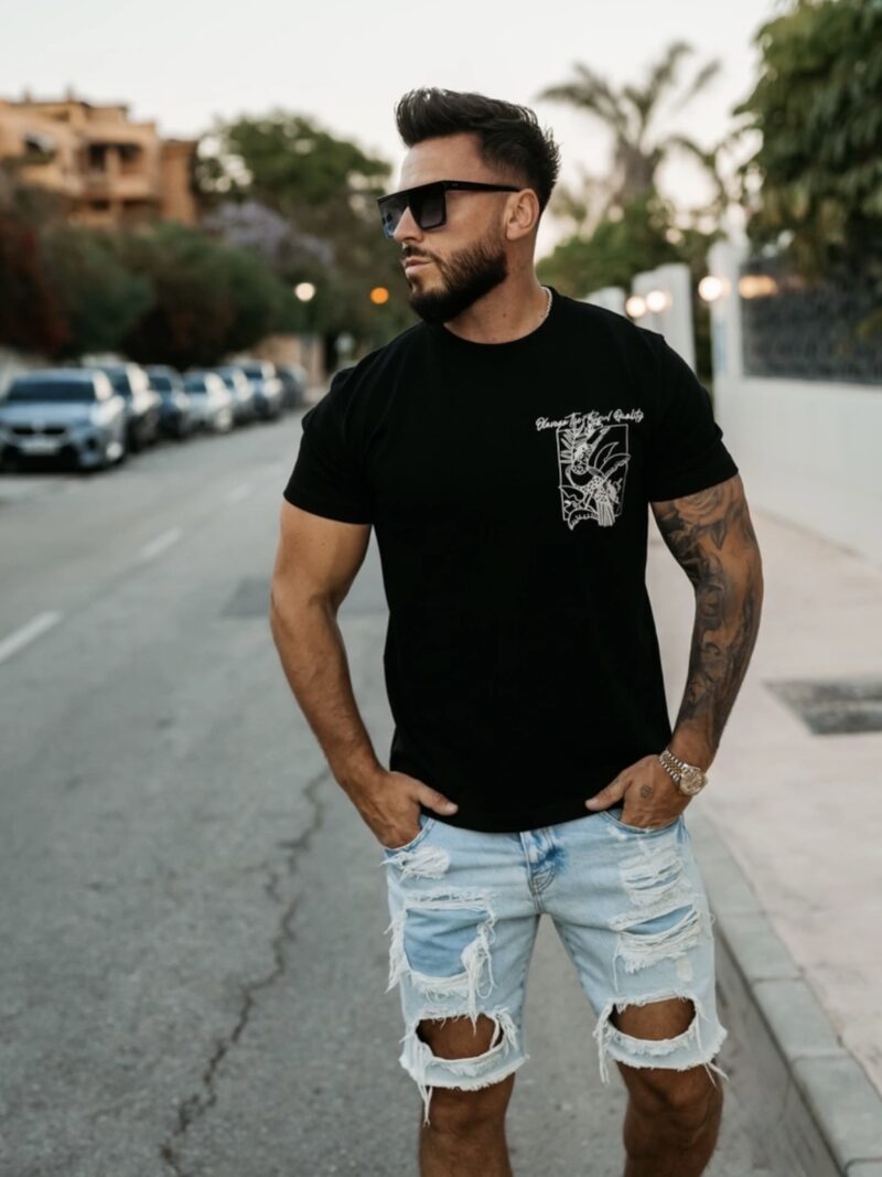 T-shirt męski LUXVEENCE 2026 Czarny