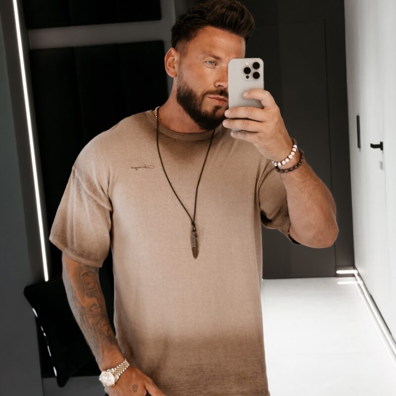 T-shirt męski VI MA 2026 Ciemno beżowy
