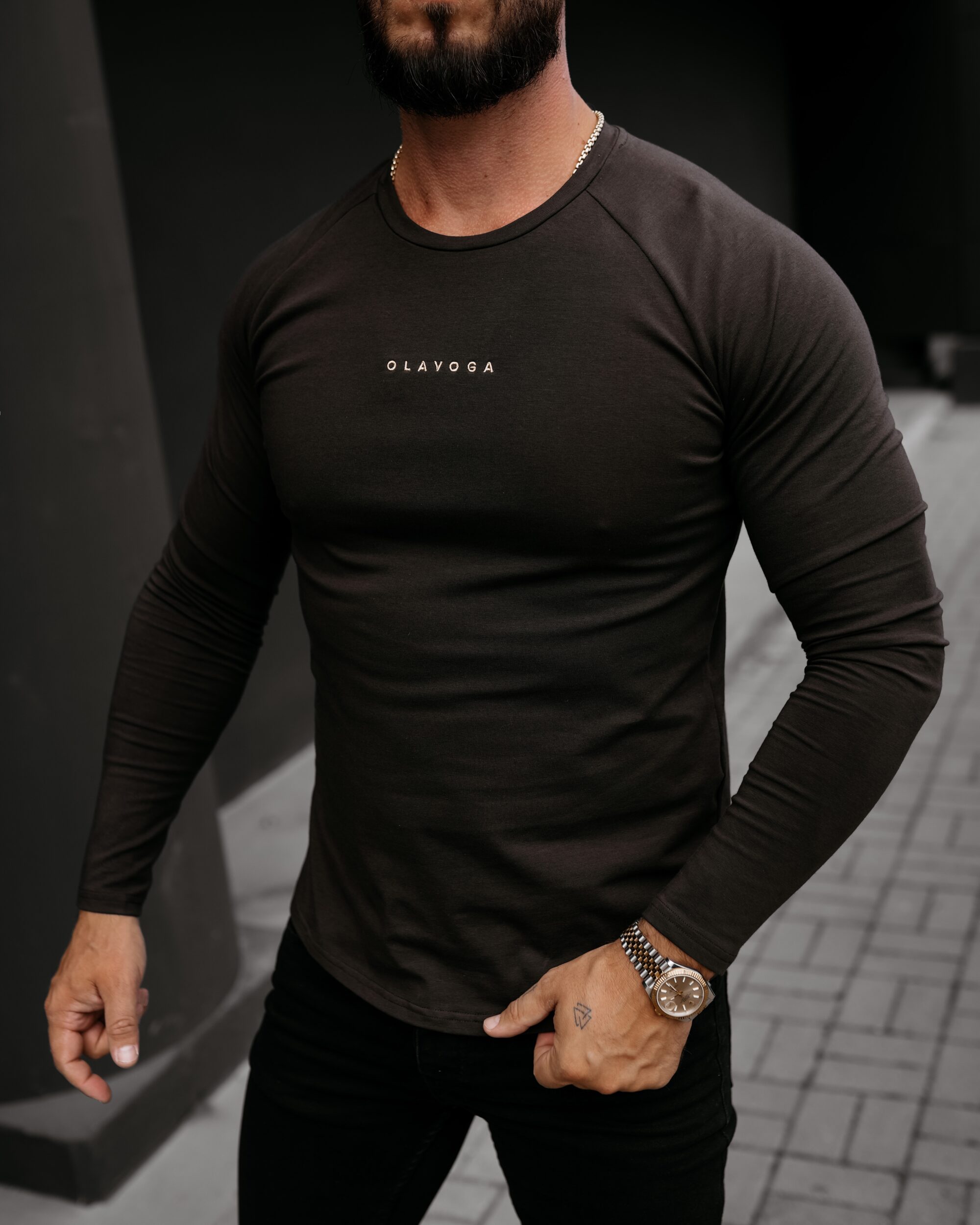 longsleeve CLEAR 841 Longsleeve męski CLEAR 2026 Brązowy