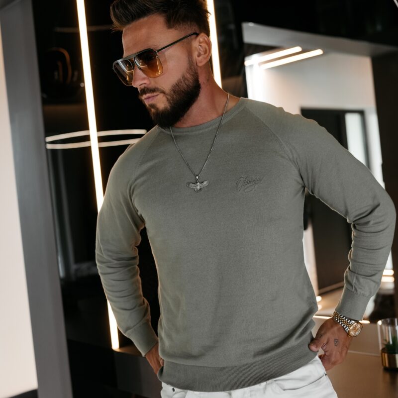 sweter TERUS 320 Sweter męski TERUS 2026 Oliwkowy