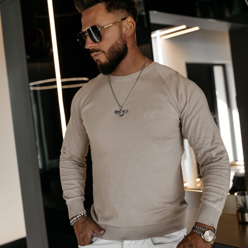 sweter TERUS 324 Sweter męski TERUS 2026 Beżowy