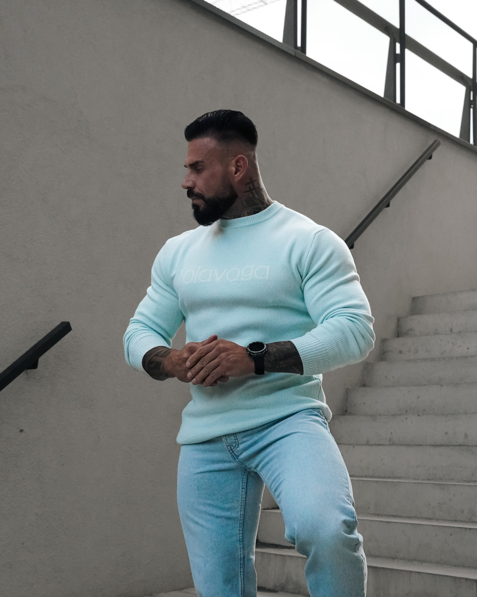 Sweter SALO 401 Sweter męski SALO 2026 Błękitny